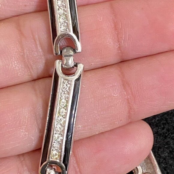 VINTAGE Dior GORGEOUS METALLIC ENAMEL  RHINESTONE LINK BRACELET - Picture 2 of 5